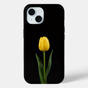 Schwarzes Luxe iPhone 15 Case, Goldgelbe Tulpe Case-Mate iPhone Hülle