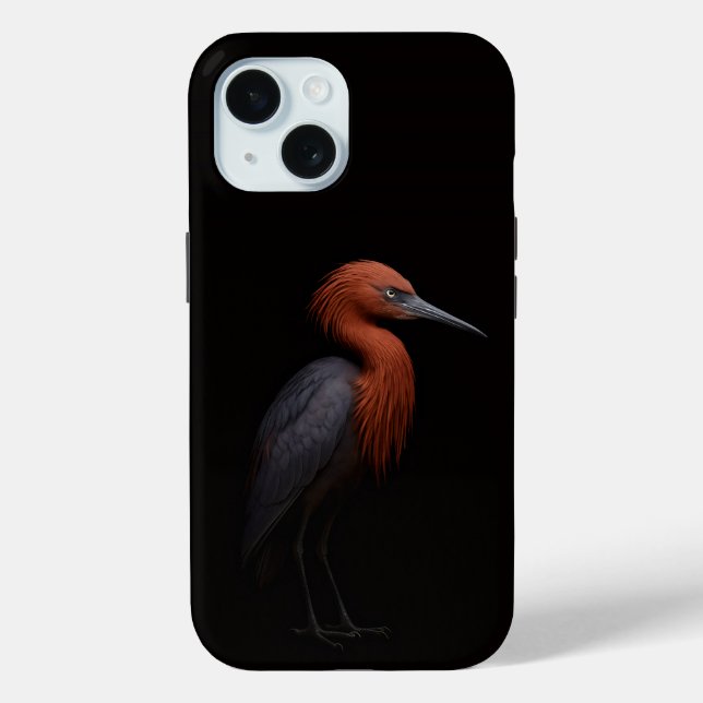 Schwarzes Luxe iPhone 15 Case, Reddish Egret Case-Mate iPhone Hülle (Rückseite)