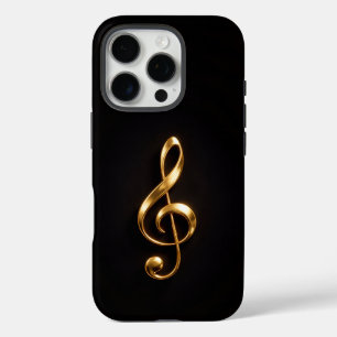 Schwarzes Luxe iPhone 16 Pro, goldener Violinschlü Pro Hülle