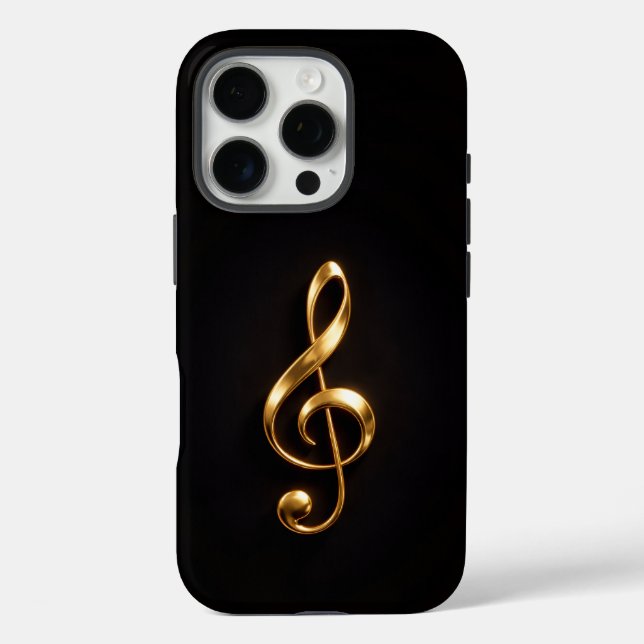 Schwarzes Luxe iPhone 16 Pro, goldener Violinschlü Case-Mate iPhone Hülle (Rückseite)