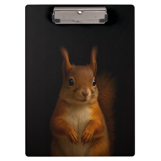 Schwarzes Luxus-Clip-Board, Rotes Eichhörnchen Klemmbrett (Vorderseite)