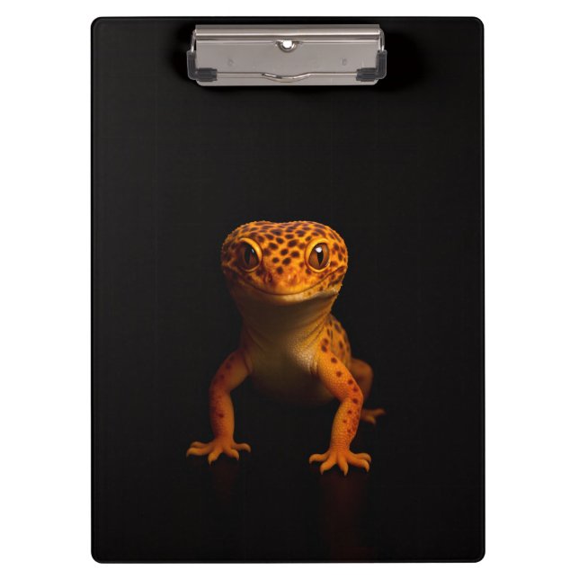 Schwarzes Luxus-Clipboard 4, Gecko Leopard-Lizard Klemmbrett (Vorderseite)