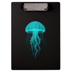 Schwarzes Luxus-Clipboard 4 mit Aqua Glow Jellyfis Klemmbrett