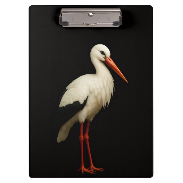 Schwarzes Luxus-Clipboard 'Graceful Stork' Klemmbrett (Vorderseite)