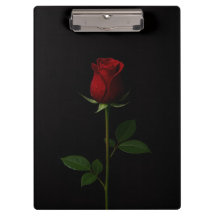 Schwarzes Luxus-Clipboard mit samtiger roter Rose