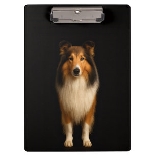 Schwarzes Luxus-Clipboard mit treuem Collie-Hund Klemmbrett