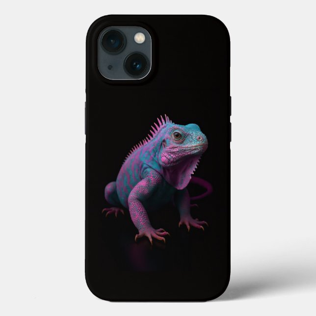 Schwarzes Luxus-iPhone 13-Case mit rosa tropischem Case-Mate iPhone Hülle (Rückseite)