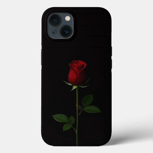 Schwarzes Luxus-iPhone 13 mit Velvet Red Rose Case-Mate iPhone Hülle (Rückseite)