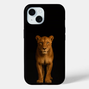 Schwarzes Luxus-iPhone-15-Case, Edle Löwin Case-Mate iPhone Hülle