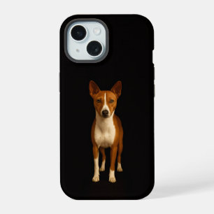 Schwarzes Luxus-iPhone 15 Case, eleganter Basenji- iPhone 15 Hülle