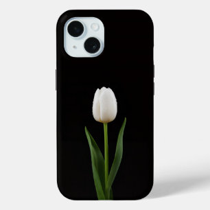 Schwarzes Luxus-iPhone 15 Case mit Perlenweißer Tu