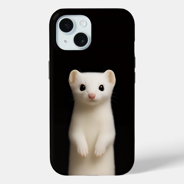Schwarzes Luxus-iPhone 15-Case mit stilvollem Herm Case-Mate iPhone Hülle (Rückseite)