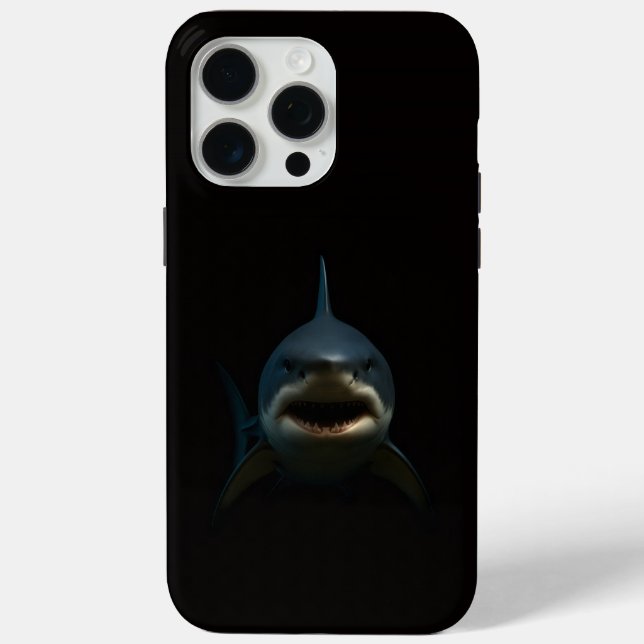 Schwarzes Luxus-iPhone 15 Pro Max mit Weißem Hai Case-Mate iPhone Hülle (Rückseite)