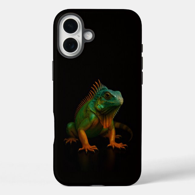 Schwarzes Luxus-iPhone 16 Plus in Grünem Leguan Case-Mate iPhone Hülle (Rückseite)
