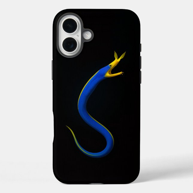 Schwarzes Luxus-iPhone 16 Plus mit Blauem Band-Aal Case-Mate iPhone Hülle (Rückseite)