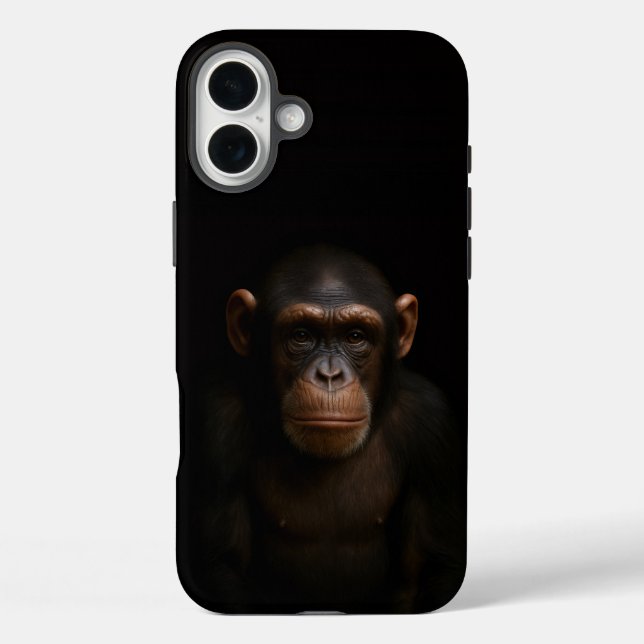 Schwarzes Luxus-iPhone 16 Plus mit serenem Schimpa Case-Mate iPhone Hülle (Rückseite)
