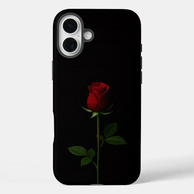 Schwarzes Luxus-iPhone 16 Plus, Samtrote Rose Case-Mate iPhone Hülle (Rückseite)