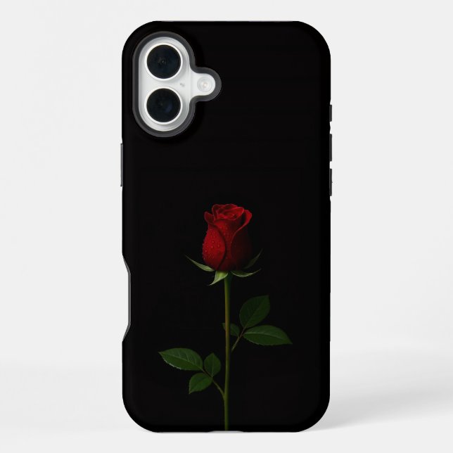Schwarzes Luxus-iPhone 16 Plus, Samtrote Rose iPhone Hülle (Rückseite)