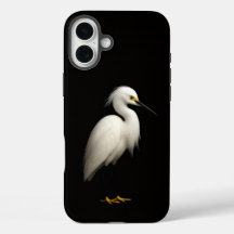 Schwarzes Luxus-iPhone 16 Plus Snowy Egret