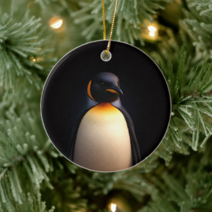 Schwarzes Luxus-Ornament mit Kaiserpinguin Keramik Ornament