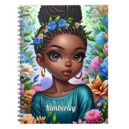 Schwarzes Mädchen Afroamerikaner mit Braids Notizblock