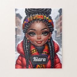 Schwarzes Mädchen Afroamerikaner mit Braids Puzzle