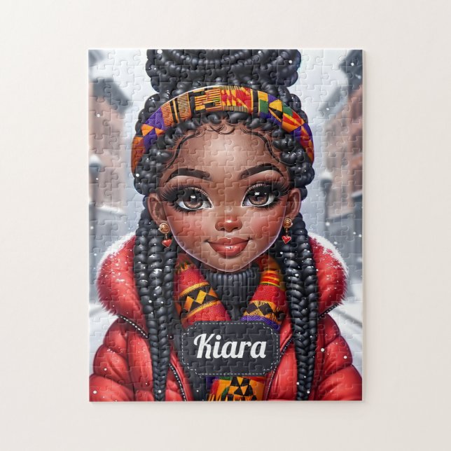 Schwarzes Mädchen Afroamerikaner mit Braids Puzzle (Vertikal)