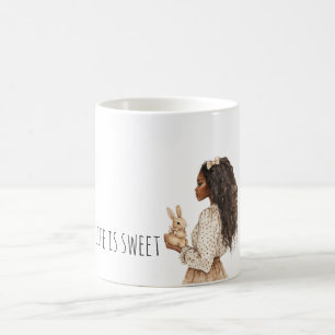 Schwarzes Mädchen Bunny Rabbit Leben ist süß Kaffeetasse