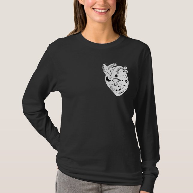 Schwarzes Mädchen Herz Grafik T-Shirt (Vorderseite)