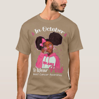 Schwarzes Mädchen im Oktober tragen wir rosa Brust T-Shirt