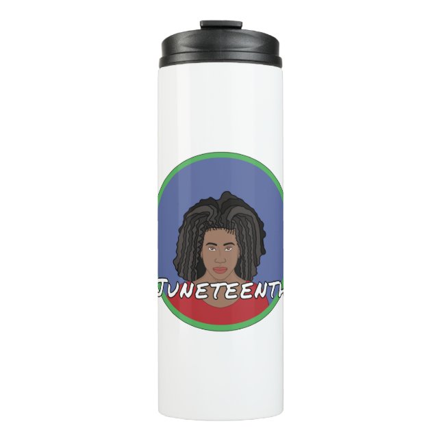 Schwarzes Mädchen Juneteenth Thermosbecher (Vorderseite)