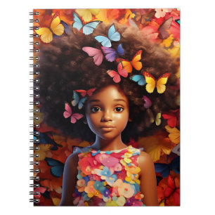 Schwarzes Mädchen Magie melanin braune Blume Notizblock