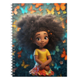 Schwarzes Mädchen Magie melanin braune Blume Notizblock