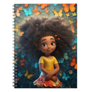 Schwarzes Mädchen Magie melanin braune Blume Notizblock