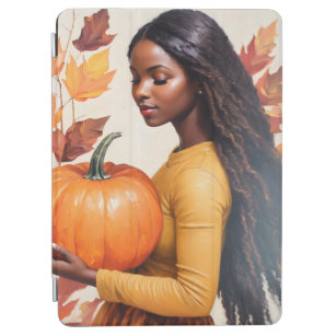 Schwarzes Mädchen mit Pumpkin-Herbstlauben iPad Air Hülle