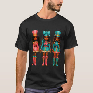 Schwarzes Mädchen Nussknacker Western Weihnachten T-Shirt