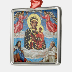 Schwarzes Madonna-Mosaik Ornament Aus Metall