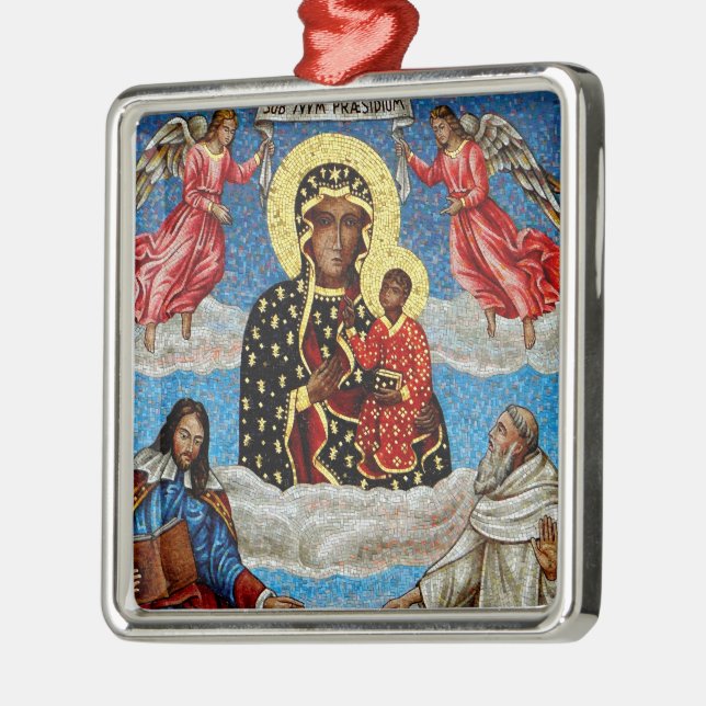 Schwarzes Madonna-Mosaik Ornament Aus Metall (Links)