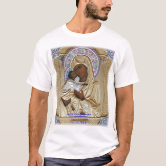 Schwarzes Madonna und Emmanuel T-Shirt