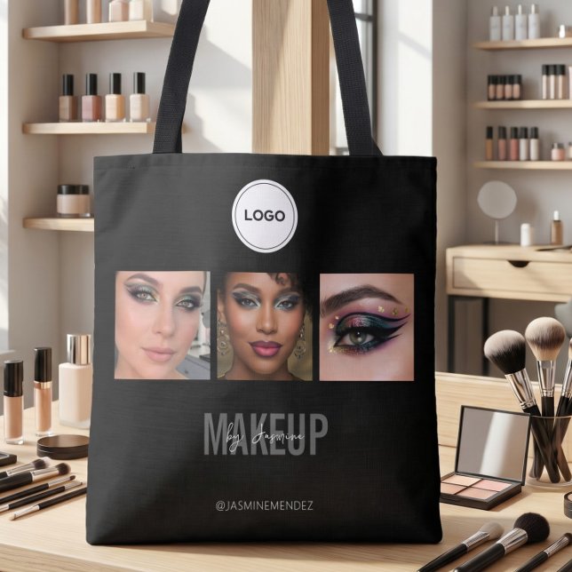 Schwarzes Makeup-Studio-Foto-Collage-Logo elegant (Von Creator hochgeladen)