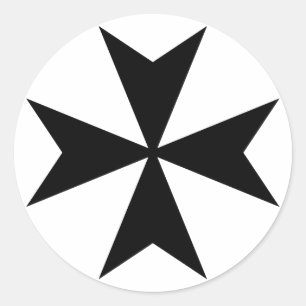 Schwarzes Malteserkreuz Runder Aufkleber