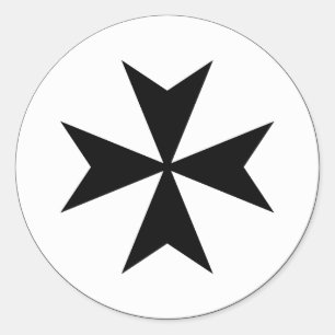 Schwarzes Malteserkreuz Runder Aufkleber
