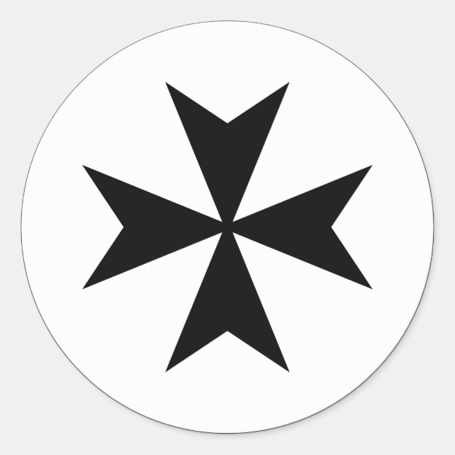 Schwarzes Malteserkreuz Runder Aufkleber (Vorderseite)