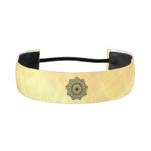 Schwarzes Mandala auf weichem goldfarbenem Hinterg