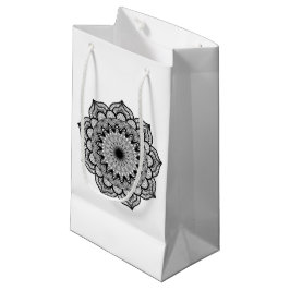 Schwarzes Mandala auf weißem Hintergrund Kleine Geschenktüte