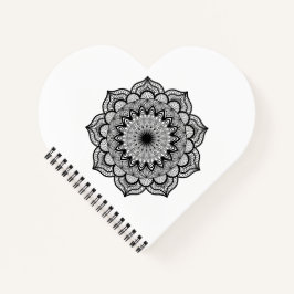 Schwarzes Mandala auf weißem Hintergrund Notizbuch