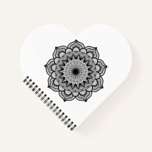 Schwarzes Mandala auf weißem Hintergrund Notizbuch