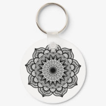 Schwarzes Mandala auf weißem Hintergrund