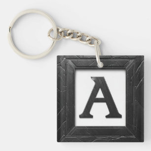 🖤 Schwarzes Marmor-Letter A Initial Design 🖤 Schlüsselanhänger