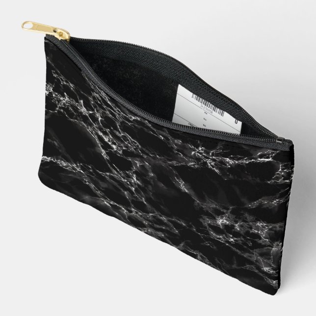 Schwarzes Marmordesign Zubehörtasche (Offen)